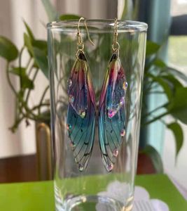 S925 Silver Cicada Wings Hook Ear Butterfly Pendientes Temperamento Super Fairy Girl1403146