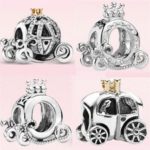 S925 Sterling Silver Charms Perles Lâches Perlées DIY Femmes Classique Or Rose Couronne Pendentif Original Fit Pandora Bracelet Citrouille Voiture Mode Dames Maman Bijoux Cadeau