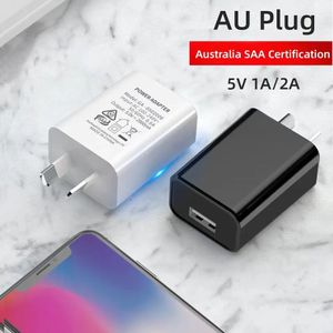 Certificación SAA Adaptador de enchufe AU Cargador de teléfono USB 5V 2A 1A Cargador de pared rápido Adaptador de corriente para Samsung Iphone Xiaomi LG Android Enchufe de Australia