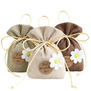 Bolsa de bolsita con cordón Paquete de té de hierbas de caramelo vacío Bolsa de regalo pequeña Flor de aromaterapia de lavanda Bolsa de desodorante para dormitorio lindo 3 colores