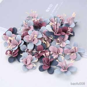 Sachet Bags 10/20Pcs 4cm Artificial Flowers Silk Fake Flower Head For DIY Wedding Party Decoration Floral Wreath Scrapbook Craft Accessories R230605