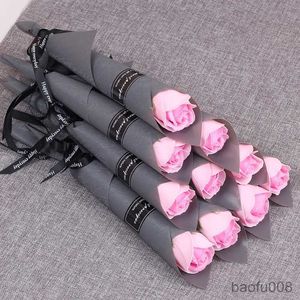 Sachet Bags 5Pcs Artificial Soap Rose Bouquet Valentines Day Gift for Wedding Bouquet Home Decorations Artificial Rose Flowers R230605