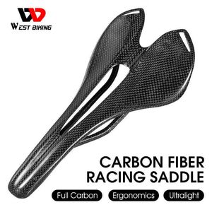 Selles WEST BIKING Fiber Racing Selle 3K T800 Full Carbon Ultraléger Respirant Route Vélo Siège VTT Vélo Accessoires 0130