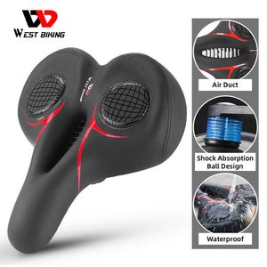 Selles WEST BIKING Selle confortable surdimensionnée remplie de gel VTT Sièges de vélo Absorbant les chocs Siège de vélo d'exercice E-Commuter 0130