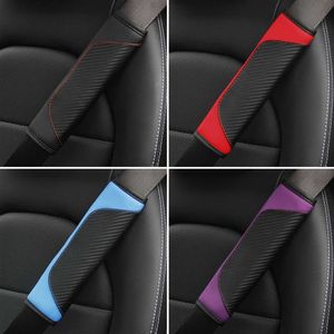 Safety Belts Accessories Car Seat Belt Cover Carbon Fiber Leather Crown Universal Auto Seat Belt Covers Shoulder Protection Car Accessories Interior T221212