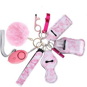 Sécurité Autodéfense Porte-clés Ensemble pour Femmes Fille Alarme Personnelle Mini Produit Multi Genshin Impact Accessoires Emo Cadeau De Noël H1126