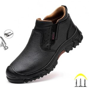 Защитная обувь из натуральной кожи из коровьей замши, защитная рабочая обувь для мужчин, с композитной головкой, анти-гвоздь, антистатическая обувь для сварки, неразрушимые ботинки 231207