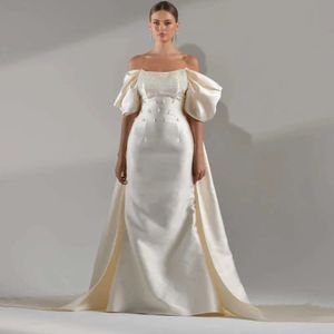 Said Dubai Sharon-vestidos de noche de cristal color Beige con mangas de capa, sobrefalda, vestidos de fiesta formales de boda para mujer árabe Ss426
