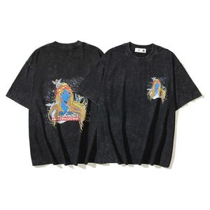 Saint Women Like Angel Pigeon Rock Band Metal Washed Old Vintage T-shirt à manches courtes