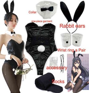 Sakurajima Mai Cosplay Costume for Girls Halloween Women Black Sexy Jumpsuit Rascal ne rêve pas de Bunny Girl Senpai cos H220805425221
