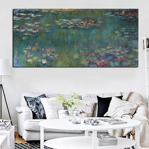 Venta Pintura al óleo de Monet, lienzo de loto, impresión sin marco, arte de pared impresionista, impresión en lienzo, póster, Cuadros de sofá, decoración