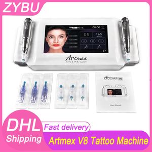 Utilisation en salon Microneedling 2 en 1 Maquillage permanent Machine à tatouer Équipement de beauté Double écran tactile numérique Sourcils Lipline MTS PMU Artmex V8 Stylo Derma