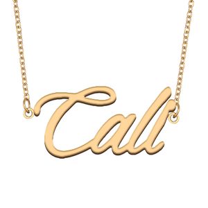 Collier avec nom de Cali en or, pendentif personnalisé avec plaque nominative pour femmes, filles, cadeau d'anniversaire pour enfants, bijoux meilleurs amis, acier inoxydable plaqué or 18 carats