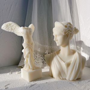 Samothrac ailé victoire bougie moule grec Statue déesse Silicone ange Figurine Sculpture Art cire bougies moule 220531