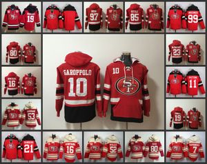 San Francisco''49ers''Men #19 Deebo Samuel 85 George Kittle 23 Christian McCaffrey Personalizado Rojo/Negro Ageless Must-Have con cordones Sudadera con capucha