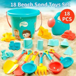 Sable Play Water Fun 18 Piece Place Toy Set pour les enfants SIMME Sable Clerifing Plastic Bucket Place Beach Game Toys for Children Water Game Toolsl2405