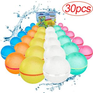 Sable Jouer Amusant De L'eau 30 pcs En Gros Silicone Réutilisable Lutte Contre L'eau Balle Enfants D'été Plage En Plein Air Jouer Jouets Piscine Bombe À Eau Ballon Jeux Jouet 230718