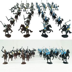 Sable Jouer Amusant De L'eau 56 Pcs Moyen Âge Militaire Chiffres En Plastique Soldat Chevalier Chevaux Armée Jouets Ensemble Guerriers Médiéval Modèle Enfants Garçons Cadeau 221129