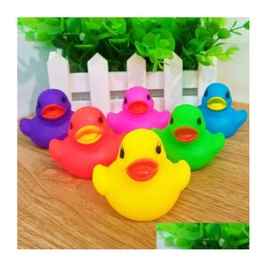 Sand Play Water Fun 6 colores Cute Pvc Duck Baby Bath Toys Sounds Rubber Ducks Kids Bathing Swiming Beach Gifts Drop Delivery Sport Dhqva