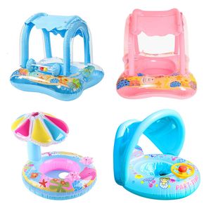 Sand Play Water Fun Baby Swimming Flotador con Sun Canopy Toddler Inflable Swim Ring Floaties Pool Toys para 0-3Y Flotador Asiento Niños Juguetes de agua al aire libre 230712