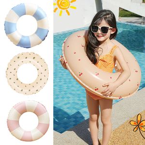 Sand Play Water Fun Childrens Inflatable Swimming Ring Baby Pool Vintage Striped Sprot Floaties for Summer Beach Party Toys Po Props 230615