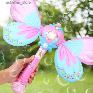 Sable Player Water Fun Electric Magic Wing Wand Soap Automatic Savon Bubble Blowing Gun Blower Machine Light Music Funny Outdoor Girls Toys for Kids Gifts L47