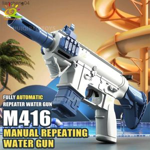 Sand Play Water Fun HUIQIBAO M416 Manual Water Gun Portable Summer Beach Outdoor Shooting Game Toy Pistol Water Fight Fantasy Toys for Children Boys