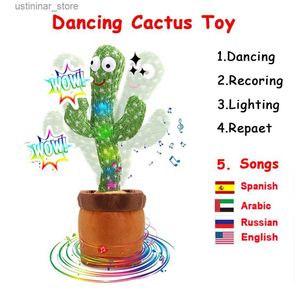 Sable Player Water Fun Recharteable Dancer Cactus Glowing Dancing Captus USB / Battery Swing Fish Repeat Talking Dance Cactus espagnol Parlanchin Baby Toy L416