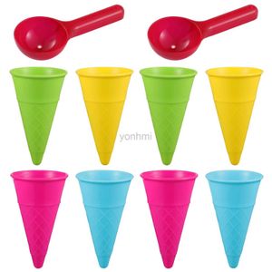 Jeu de sable amusant à l'eau Toyandona Play House Beach Ice Cream Cone Scoop Set (couleur aléatoire 5 pièces/paquet) 2 paquets à vendre jouets de sable jouant avec les enfants 240402