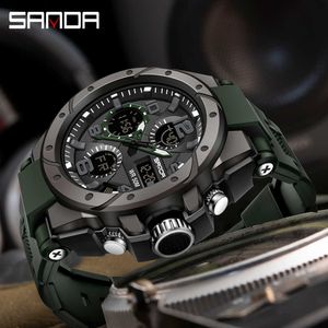 SANDA mode haut sport militaire hommes double affichage montre à Quartz lumineuse 5ATM étanche G Style montre pour hommes Relgio masculino G1022