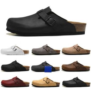 Sandales 2023 Boston Clog Hommes Femmes Designer Pantoufles En Cuir Tête Pull Liège Appartements Mules Woody Mocassins Pour Pantoufle Marron Noir Diapositives Motion design 870ess