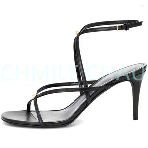 Sandales cheville boucle Super haut talon femmes rivière Designer été Sexy luxe qualité dame chaussures goutte 70-CHC-31