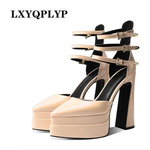 Sandals Brand Toe Patent Patent Roman Roman Platform Summer Summer High Heel High Ladies Party Shoes Pombs 230408