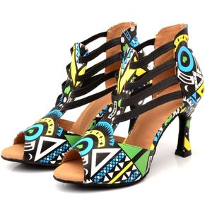 Sandalias Color PU Sandalias de tacón alto Verano Nuevo diseñador Zapatos de baile de tacón medio Zapatos de suela suave Zapatos de baile latino de tacón alto Altura del tacón 6 cm 7,5 cm 8,5 cm