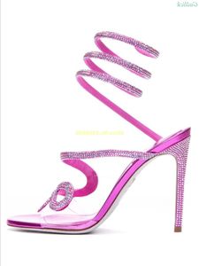 Sandales cristal ficelle rose rouge stiletto mince talon haut bout ouvert clair PVC mode 2023 chaussures habillées d'été