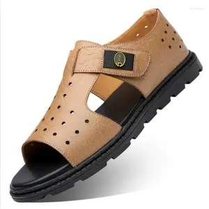 Sandals Designer Openwork Breathable Roman Roman Leather Fashion Fashion Summer Own Beach Outdoor Beach For Men For Men