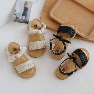 Sandales Filles sandales 2022 été noeud papillon bride à la cheville chaussures de plage pour enfants bébé enfants princesse chaussures tout-petits tisser gladiateur sandale Z0225