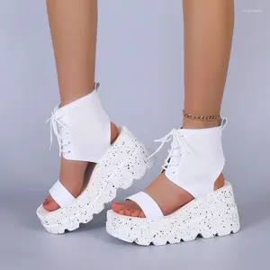 Sandalias Tacones Altos Verano Mujer Casual Transpirable Cuña Tacón Zapatillas Zapatos Calados Mujer Punk Caminar Cómodo