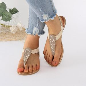 Sandalias Lady Bohemian Style Toe Folk Retro Diamond Cuñas Casual Zapatos Romanos Sandalia Diapositivas Mujeres