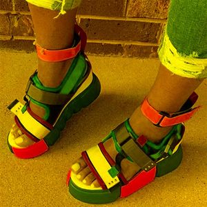 Sandalias de plataforma para mujer, cinta mágica atlética, moda de verano, cuña, hebilla en el tobillo, correa, zapatos de tacón alto, sandalias para mujer, sandalias