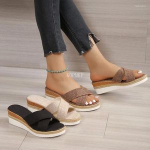 Sandals Platform Femmes Slippers Summer Round Toe Rope Cross Sangle Sexy Hedge High Heels Shoes Beach