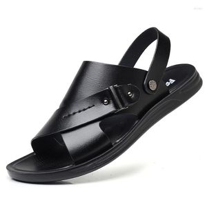 Sandales d'été à fond souple pour hommes, double usage, pour jeunes, décontractées, peau de plage et pantoufles ondulées, Version coréenne