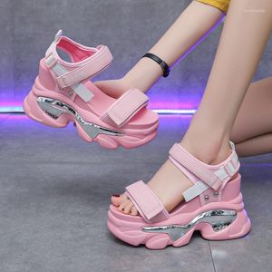 Sandalias Mujer Chunky Summer Designers Open Toe Hook Loop Shoes 9.5CM Tacones altos Mesh Casual Wedge Beach Slipper Sneakers