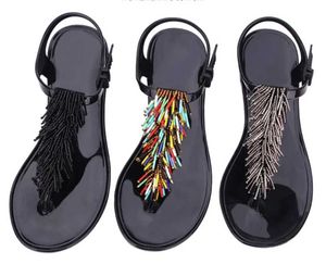 Sandales Chaussures pour femmes flip top sandales pour femmes chaussures noires bottes basses en plastique été 2023 cristal PVC vente en gros de luxe H J240224