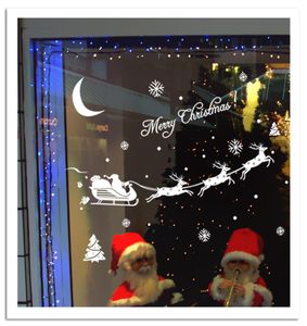 SANTA039S CART Snowflake Moon Christmas Tree Sticker Stickers Store Window Verre Mur Secal Chariot de Noël Décor Home Decor Wall POS9038861