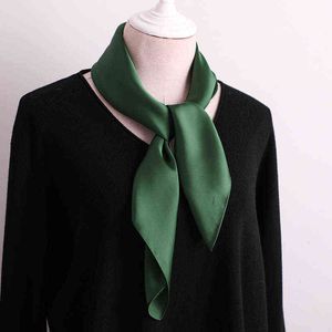 Sarongs Luxury New Fashion Silk Square Scarf For Women 70 70cm Neck Hair Tie Band Warp Soft Neckerchief Hijab Headscarf Designer Foulard T220827