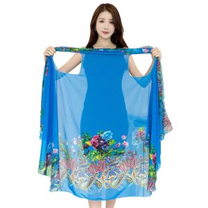 Sarongs Foulard en soie magique femmes châles et enveloppements été plage crème solaire pashmina femmes multifonction haute qualité foulards de mode 231023