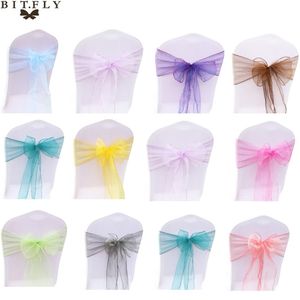 Sashes 25pcsset pure organza tull tissu chaise couverture ceinture arc de mariage fête banquet décoration pour fournisseur 230907