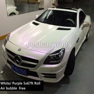 Satin Pearl Blanco mate Vinilo wrap Pearl Chameleon white - Purple Car wrap Film con liberación de aire Pearl white Matte Film 1 52 20m 5x243t