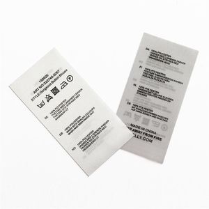 Impresión de etiquetas de cuidado de cinta de satén, 1000 Uds., cinta de satén con tinta negra impresa en ambas caras, etiqueta de lavado de cuidado de corte recto para prendas de vestir 3154